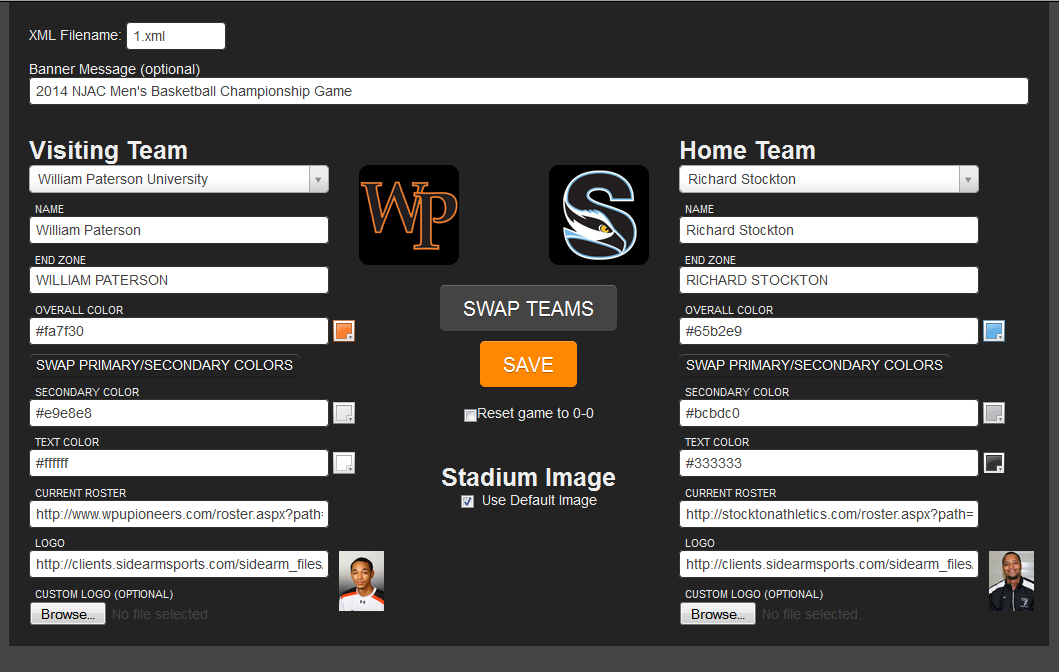 Live Stats Control Page